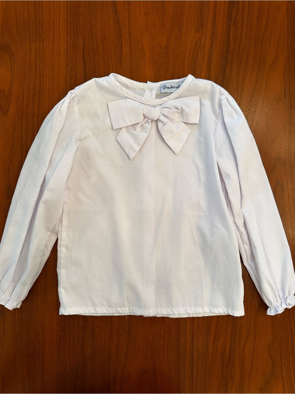 Smockingbird White Bow-Front Long Sleeve Blouse size 5